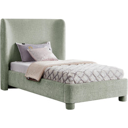 Meridian Penny Mint Green Chenille Fabric Twin Bed