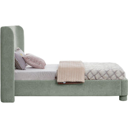 Meridian Penny Mint Green Chenille Fabric Twin Bed