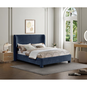 Meridian Penny Navy Chenille Fabric King Bed