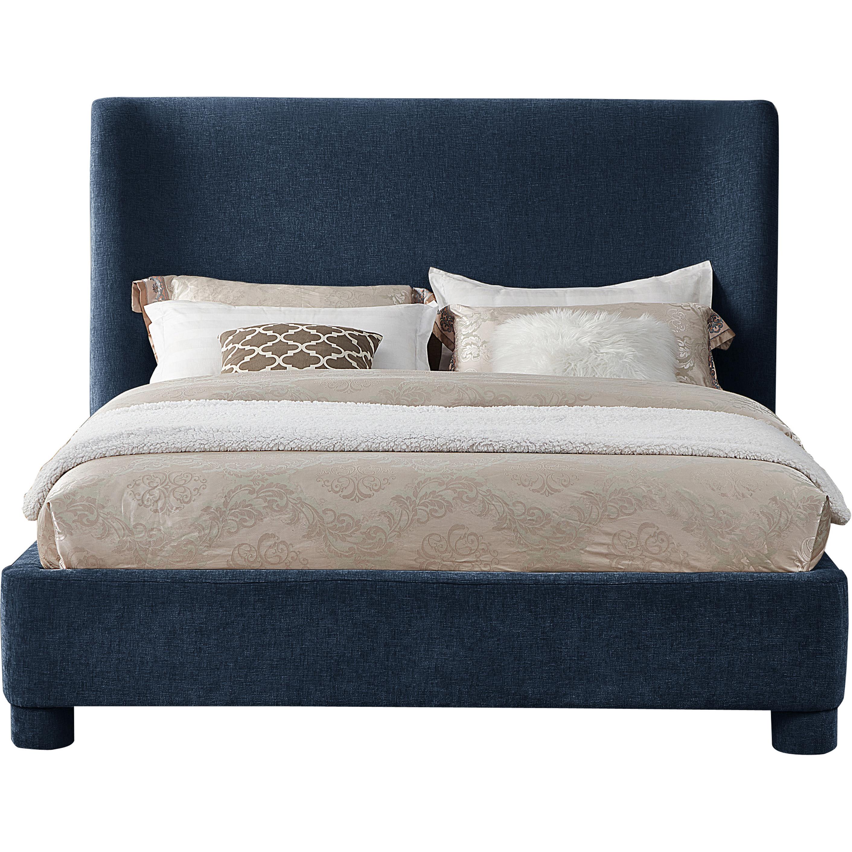 Meridian Penny Navy Chenille Fabric King Bed