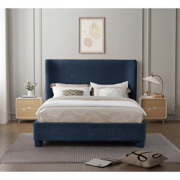 Meridian Penny Navy Chenille Fabric King Bed