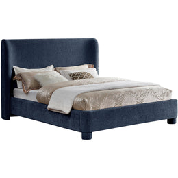 Meridian Penny Navy Chenille Fabric Queen Bed