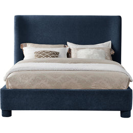 Meridian Penny Navy Chenille Fabric Queen Bed