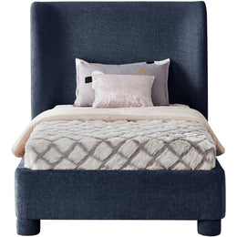 Meridian Penny Navy Chenille Fabric Twin Bed