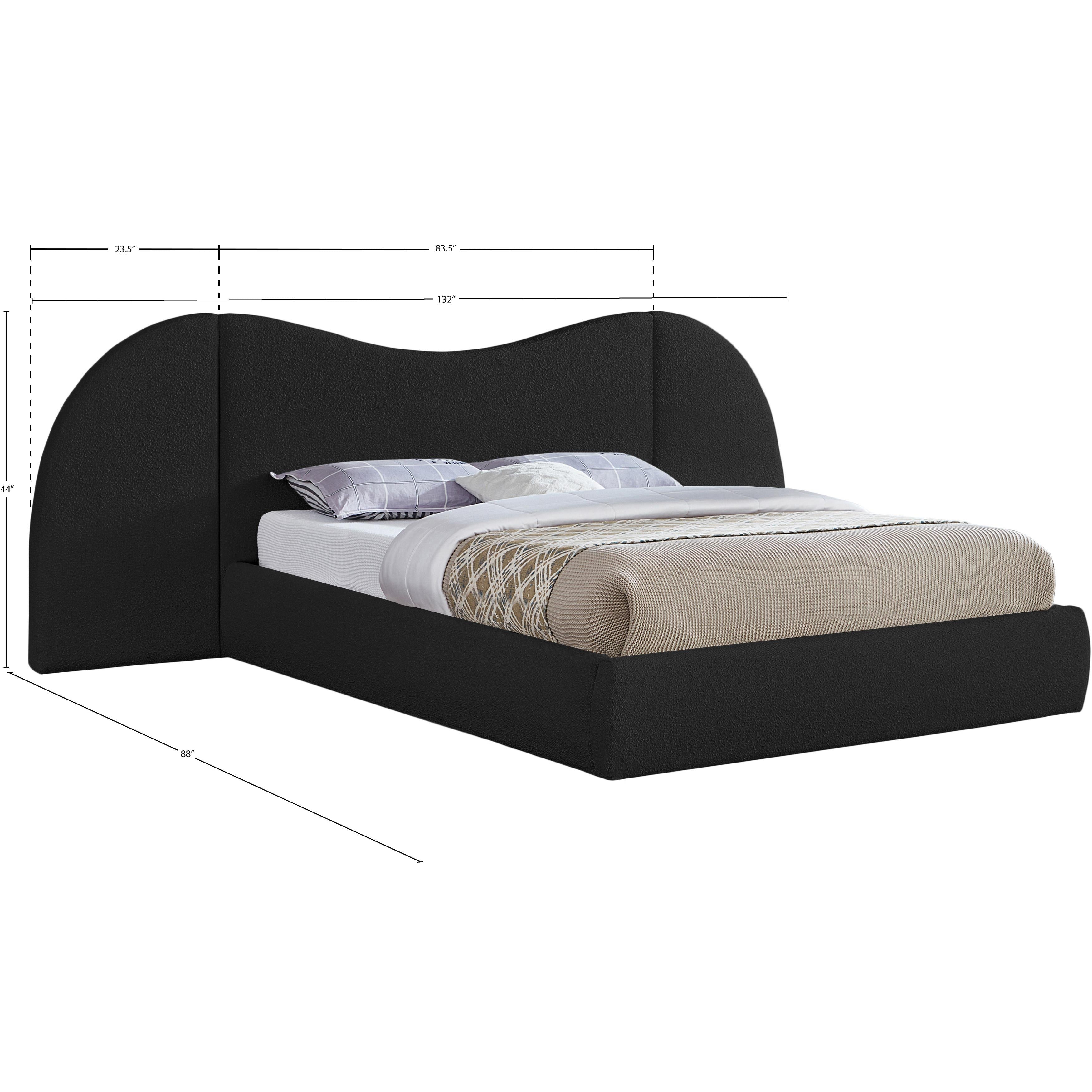 Meridian Everest Black Boucle Fabric King Bed (3 Boxes)