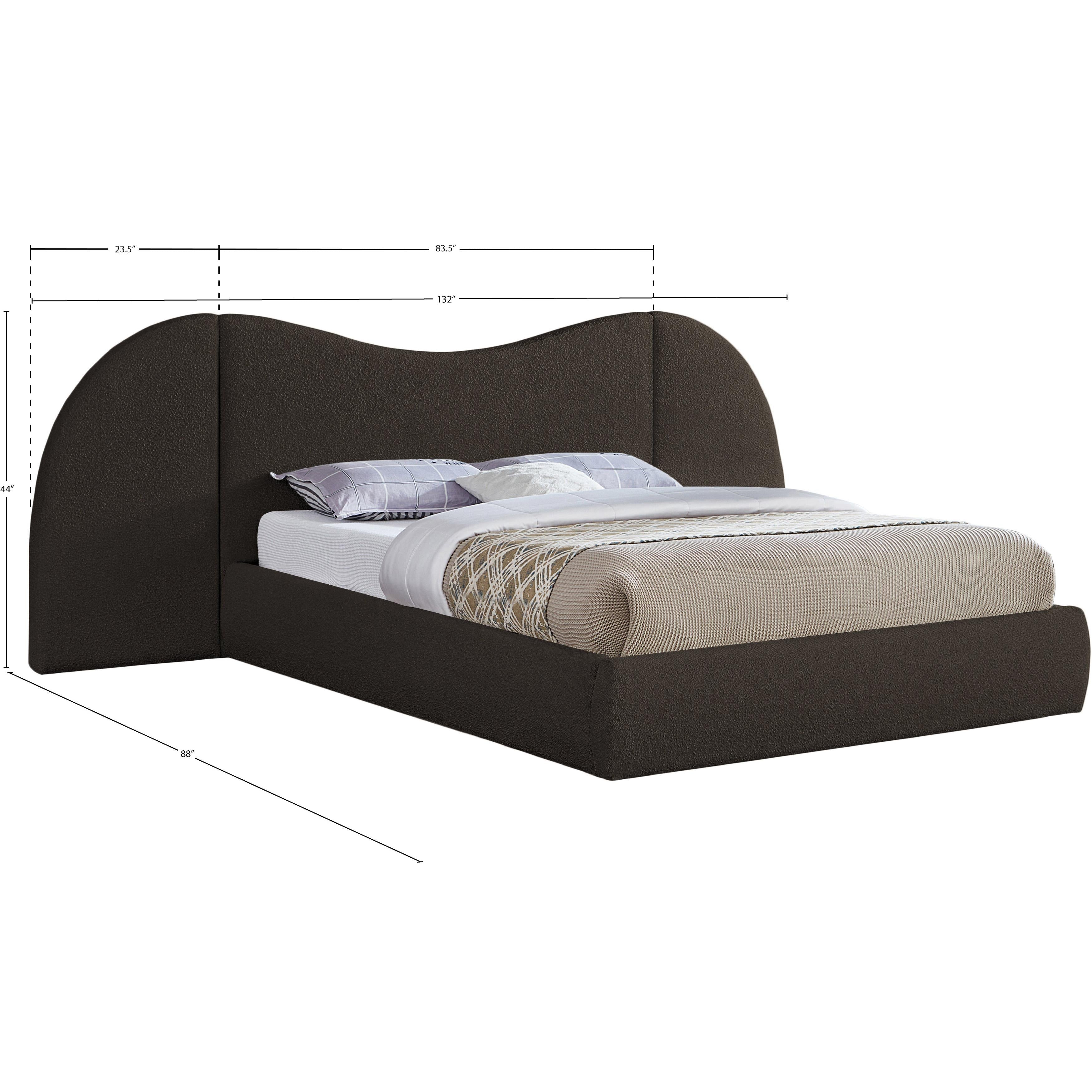 Meridian Everest Brown Boucle Fabric King Bed (3 Boxes)