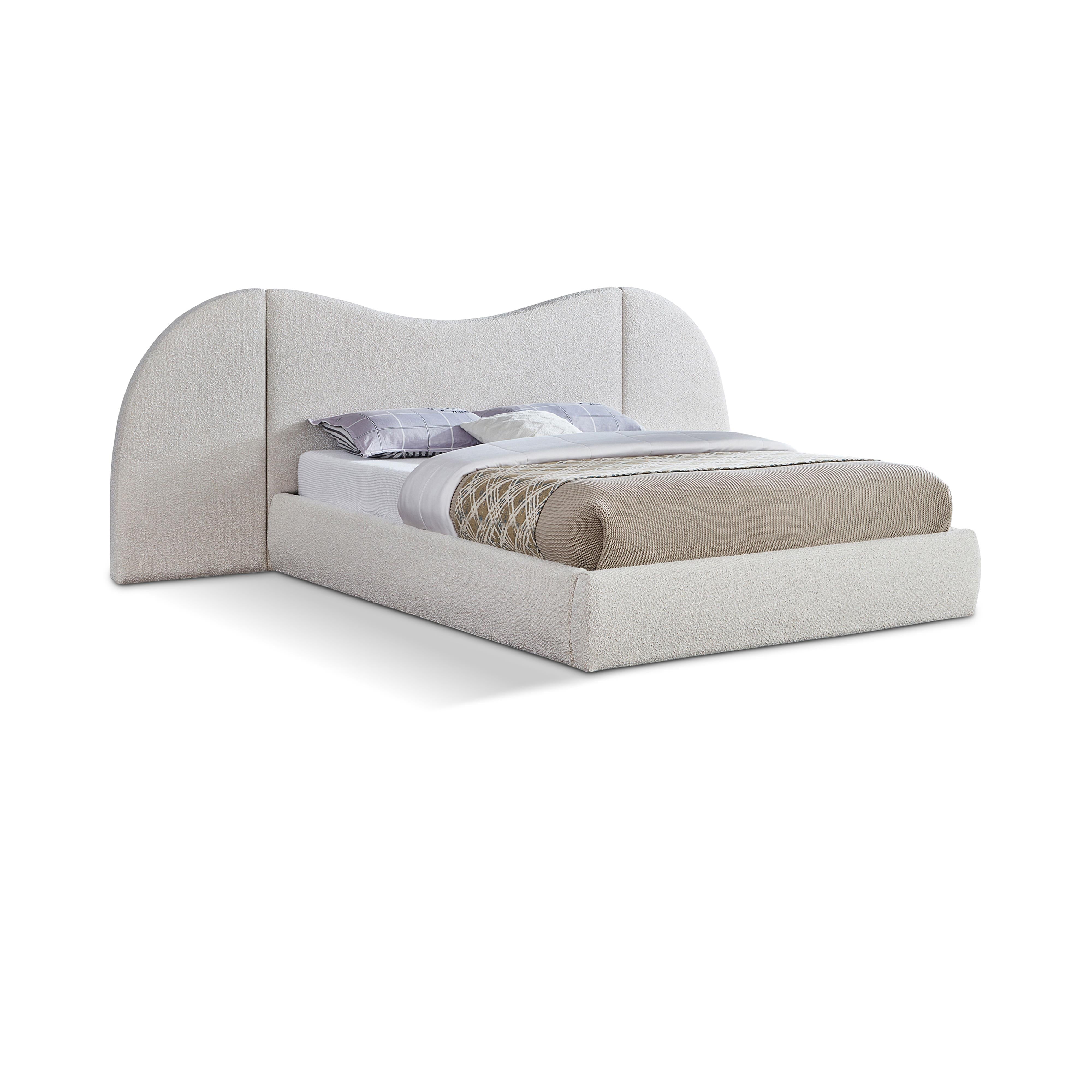 Meridian Everest Cream Boucle Fabric King Bed (3 Boxes)
