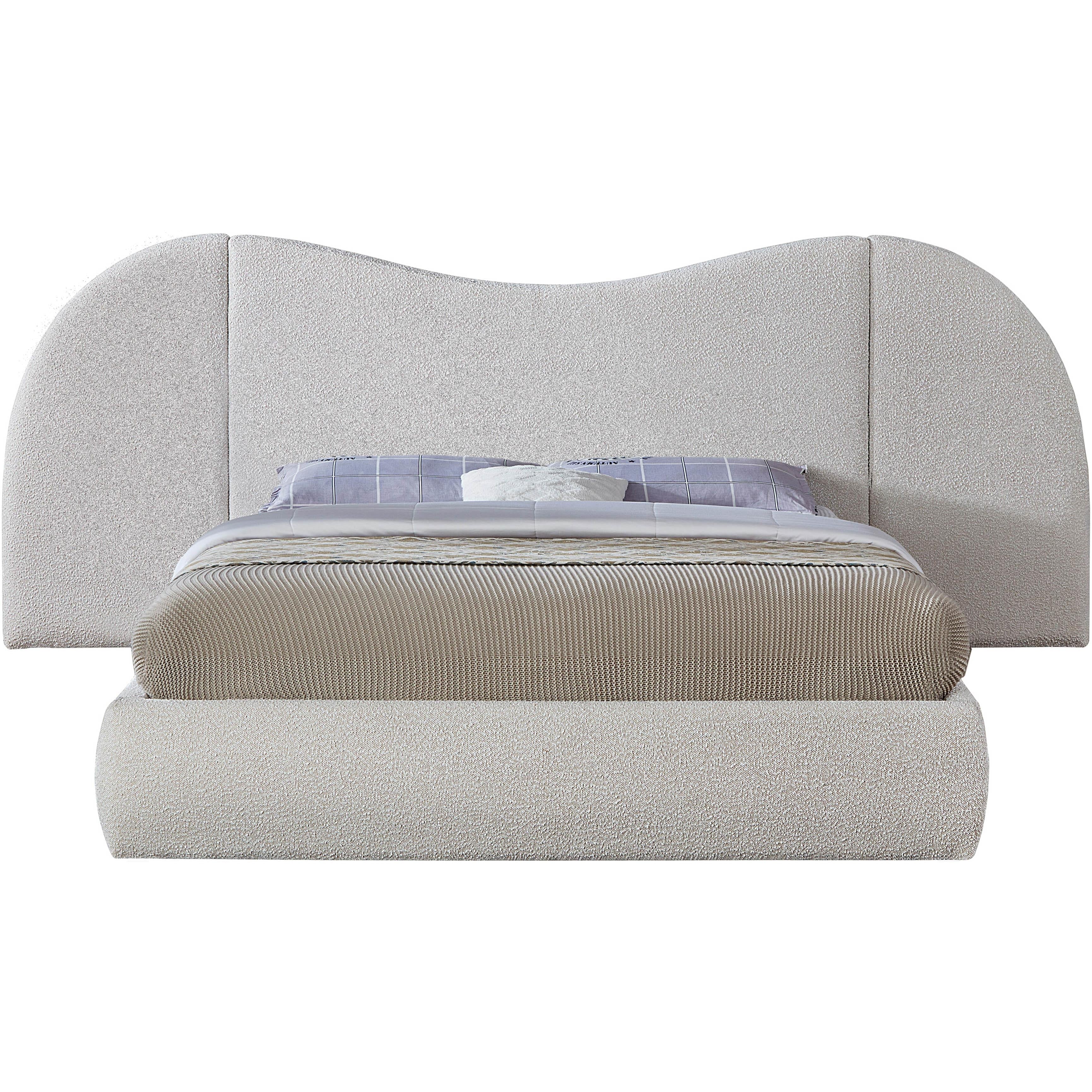 Meridian Everest Cream Boucle Fabric King Bed (3 Boxes)