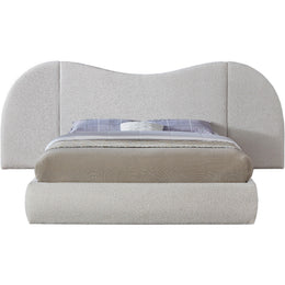 Meridian Everest Cream Boucle Fabric Queen Bed (3 Boxes)