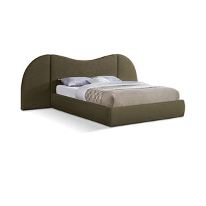 Meridian Everest Olive Green Boucle Fabric Queen Bed (3 Boxes)