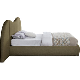 Meridian Everest Olive Green Boucle Fabric Queen Bed (3 Boxes)