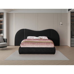 Meridian Everest Black Linen Textured Fabric King Bed (3 Boxes)