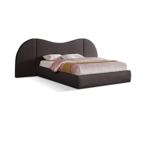 Meridian Everest Brown Linen Textured Fabric King Bed (3 Boxes)