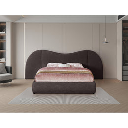Meridian Everest Brown Linen Textured Fabric King Bed (3 Boxes)