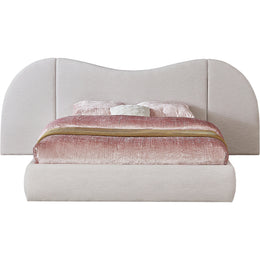 Meridian Everest Cream Linen Textured Fabric King Bed (3 Boxes)