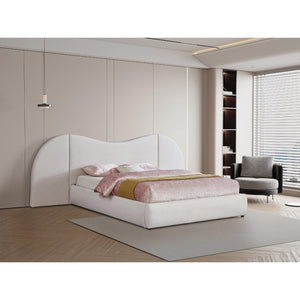 Meridian Everest Cream Linen Textured Fabric Queen Bed (3 Boxes)