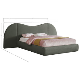 Meridian Everest Olive Green Linen Textured Fabric King Bed (3 Boxes)