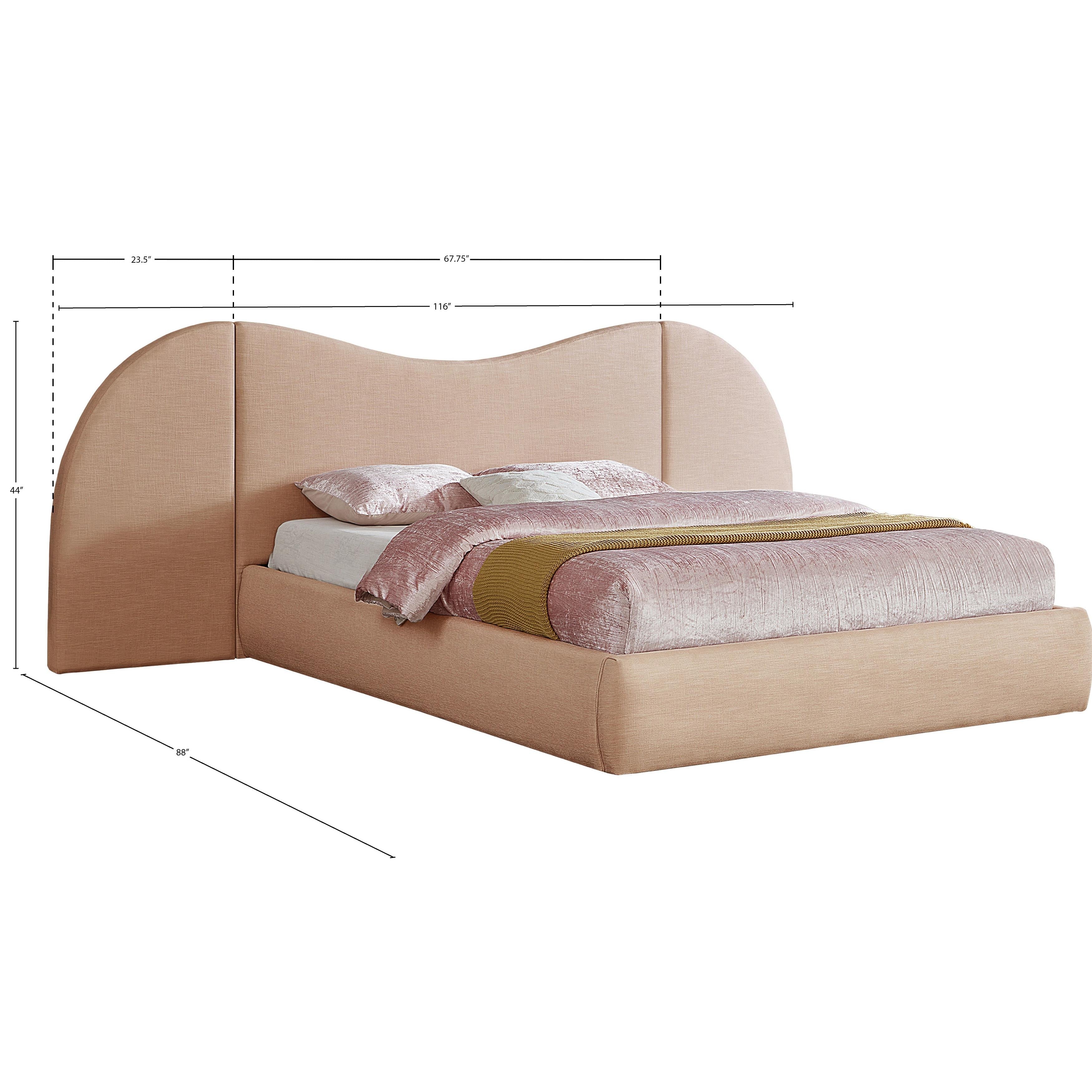 Meridian Everest Tan Linen Textured Fabric Queen Bed (3 Boxes)