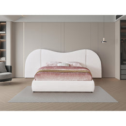 Meridian Everest White Linen Textured Fabric King Bed (3 Boxes)