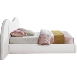 Meridian Everest White Linen Textured Fabric King Bed (3 Boxes)