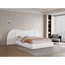 Meridian Everest White Linen Textured Fabric Queen Bed (3 Boxes)
