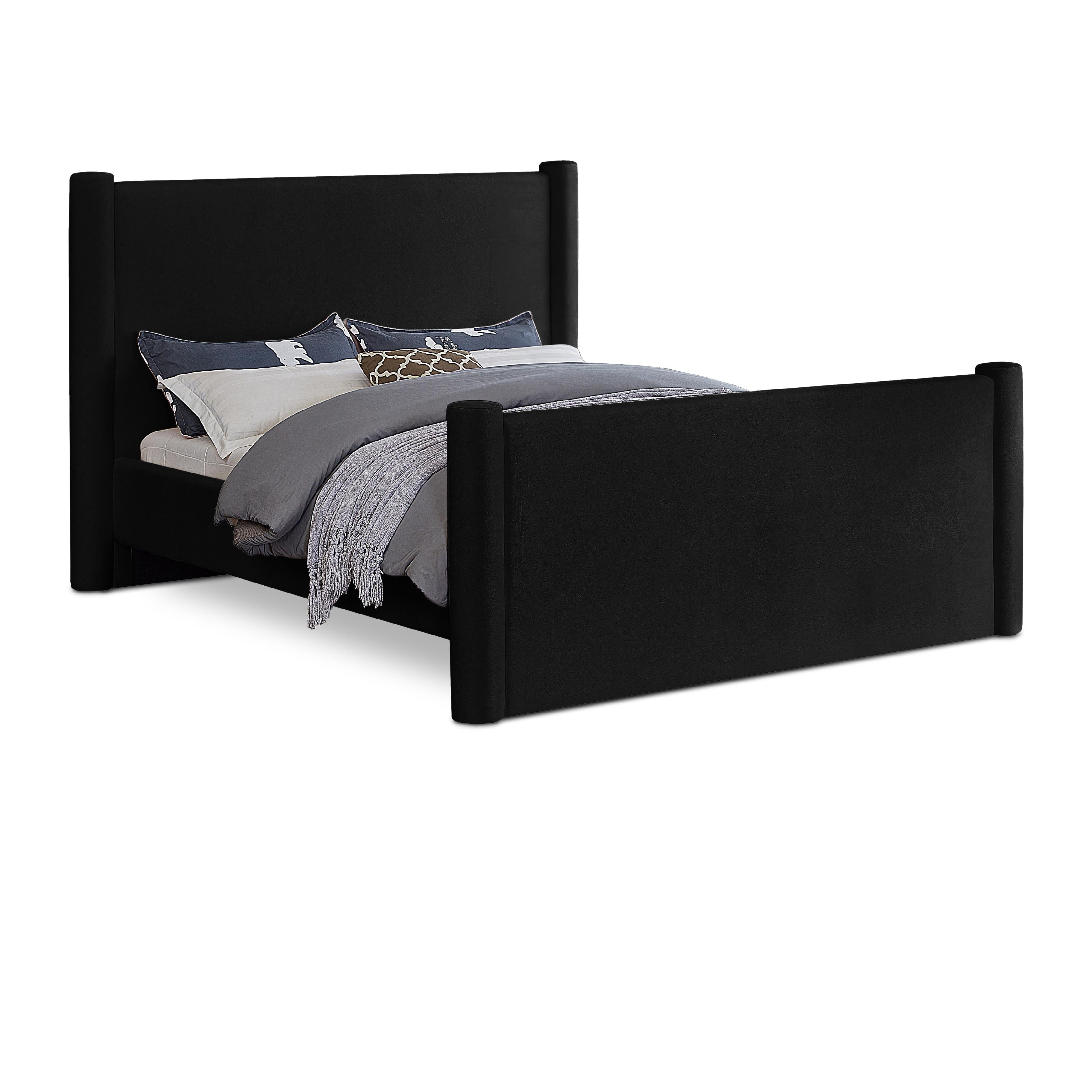 Meridian Elias Black Velvet Full Bed