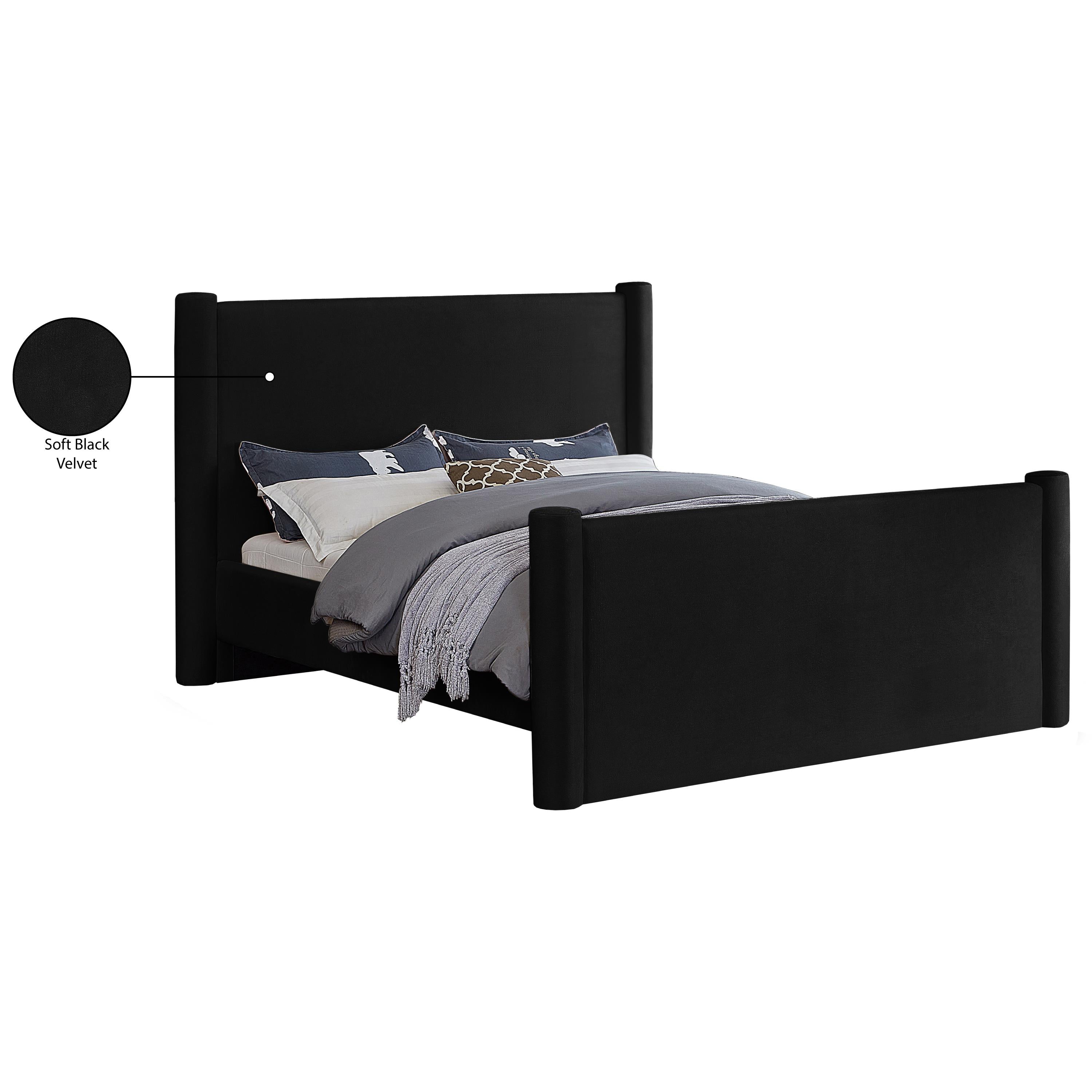 Meridian Elias Black Velvet King Bed