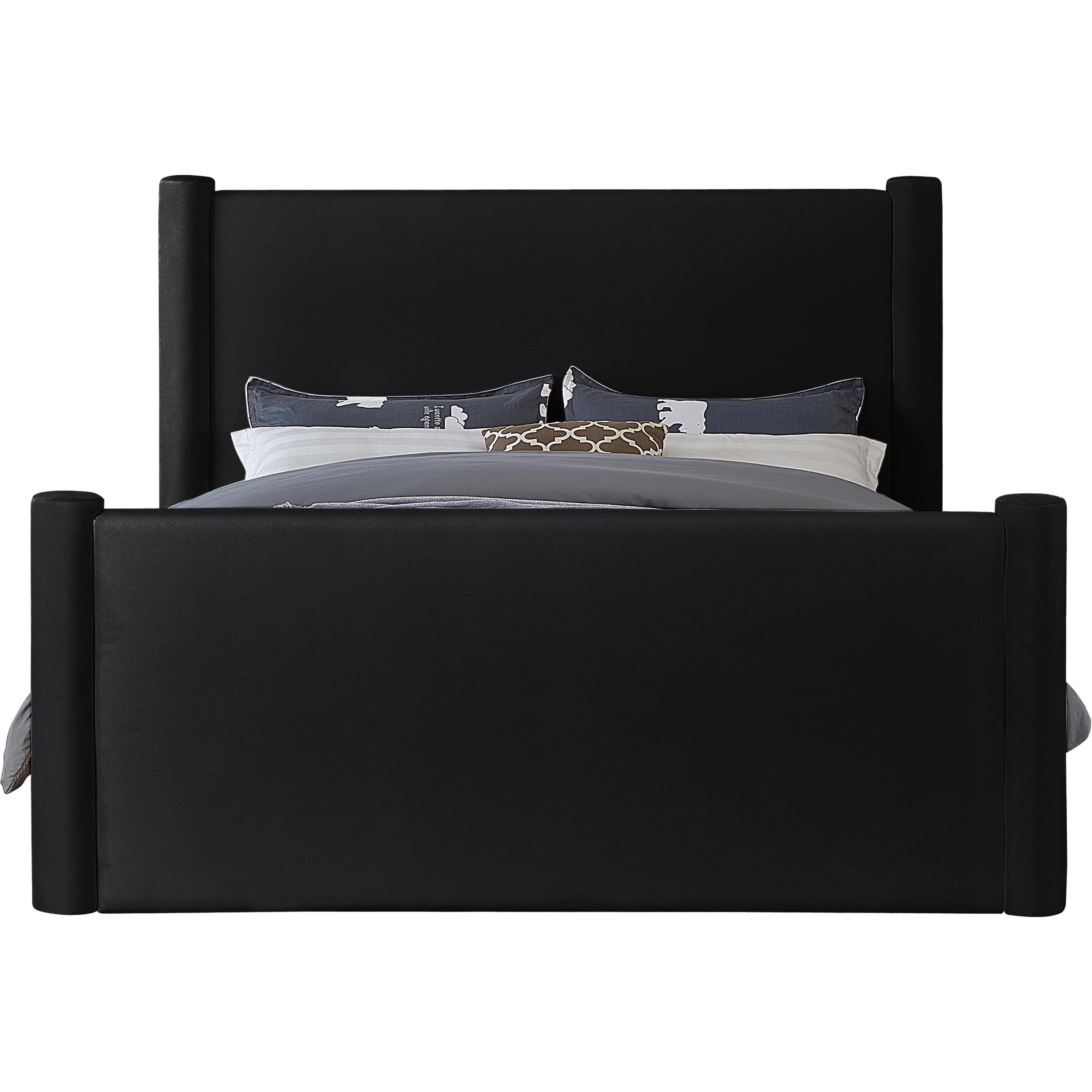 Meridian Elias Black Velvet Queen Bed