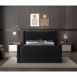 Meridian Elias Black Velvet Queen Bed