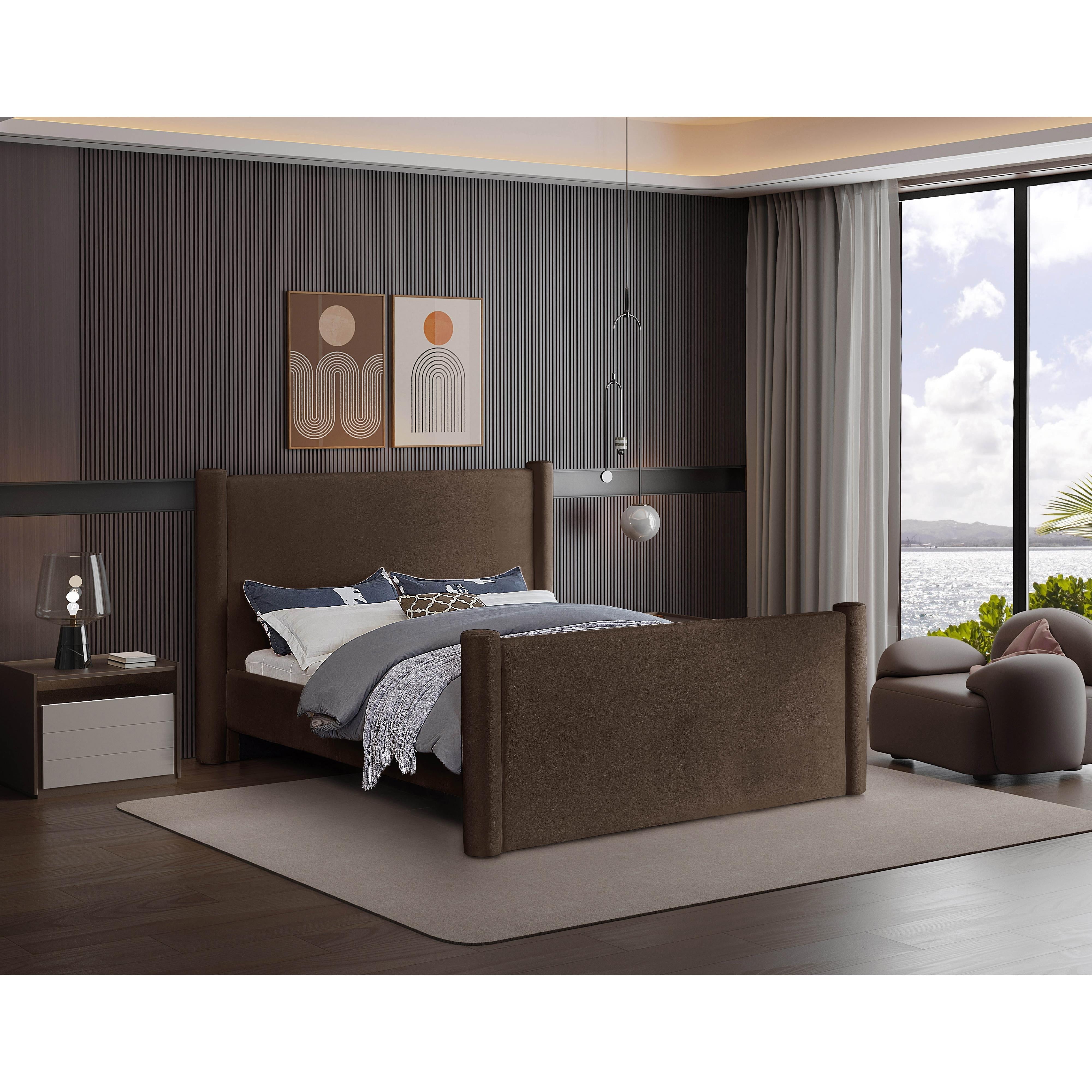 Meridian Elias Brown Velvet King Bed