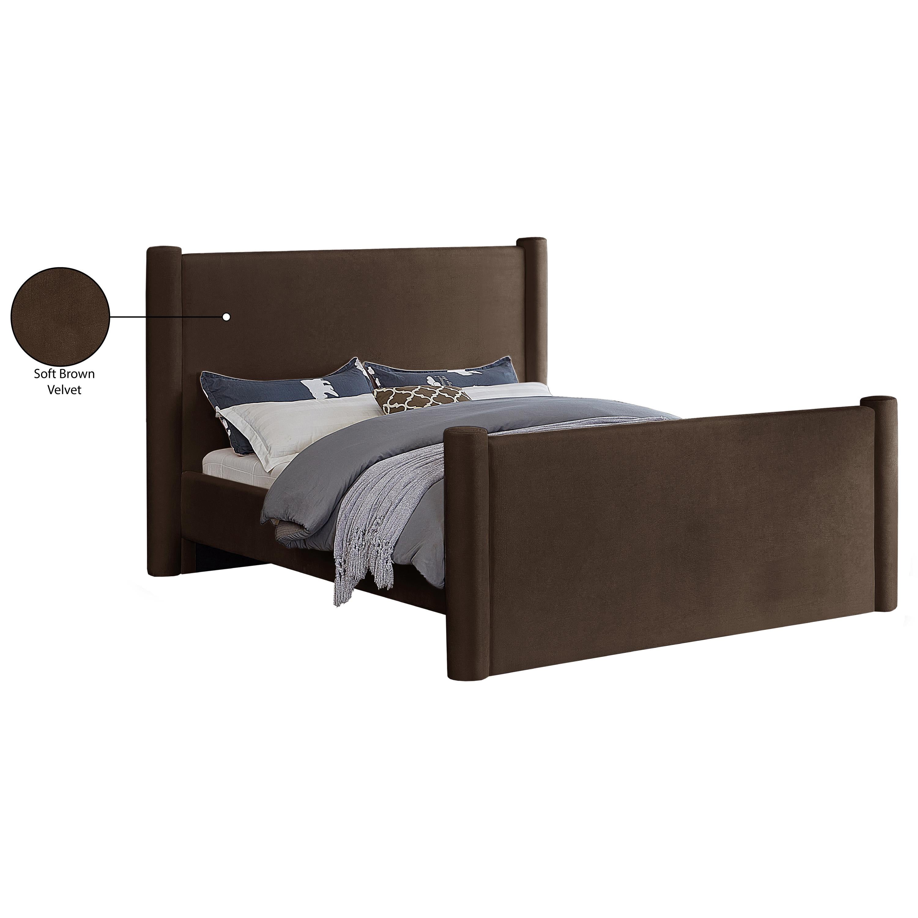 Meridian Elias Brown Velvet King Bed