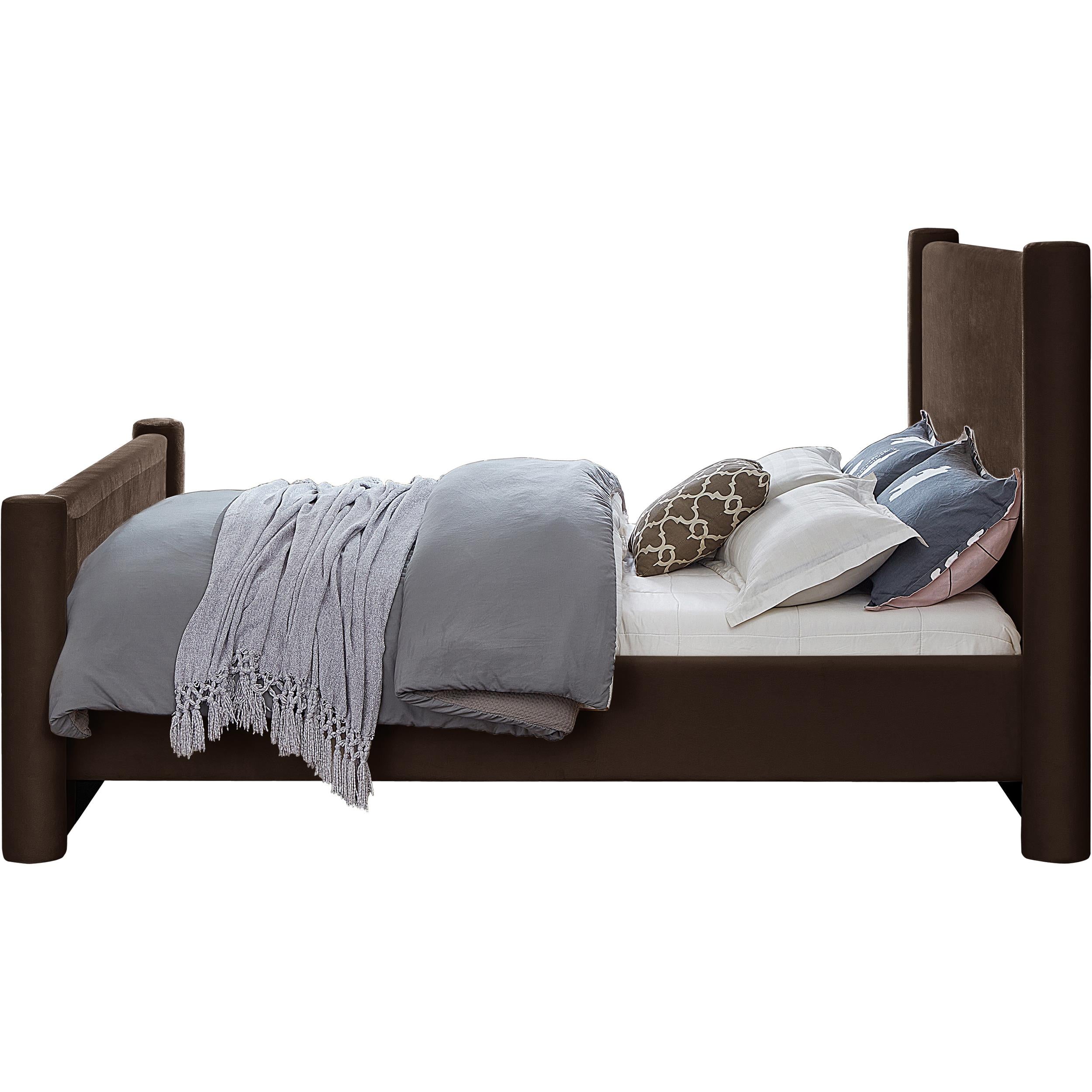 Meridian Elias Brown Velvet Queen Bed