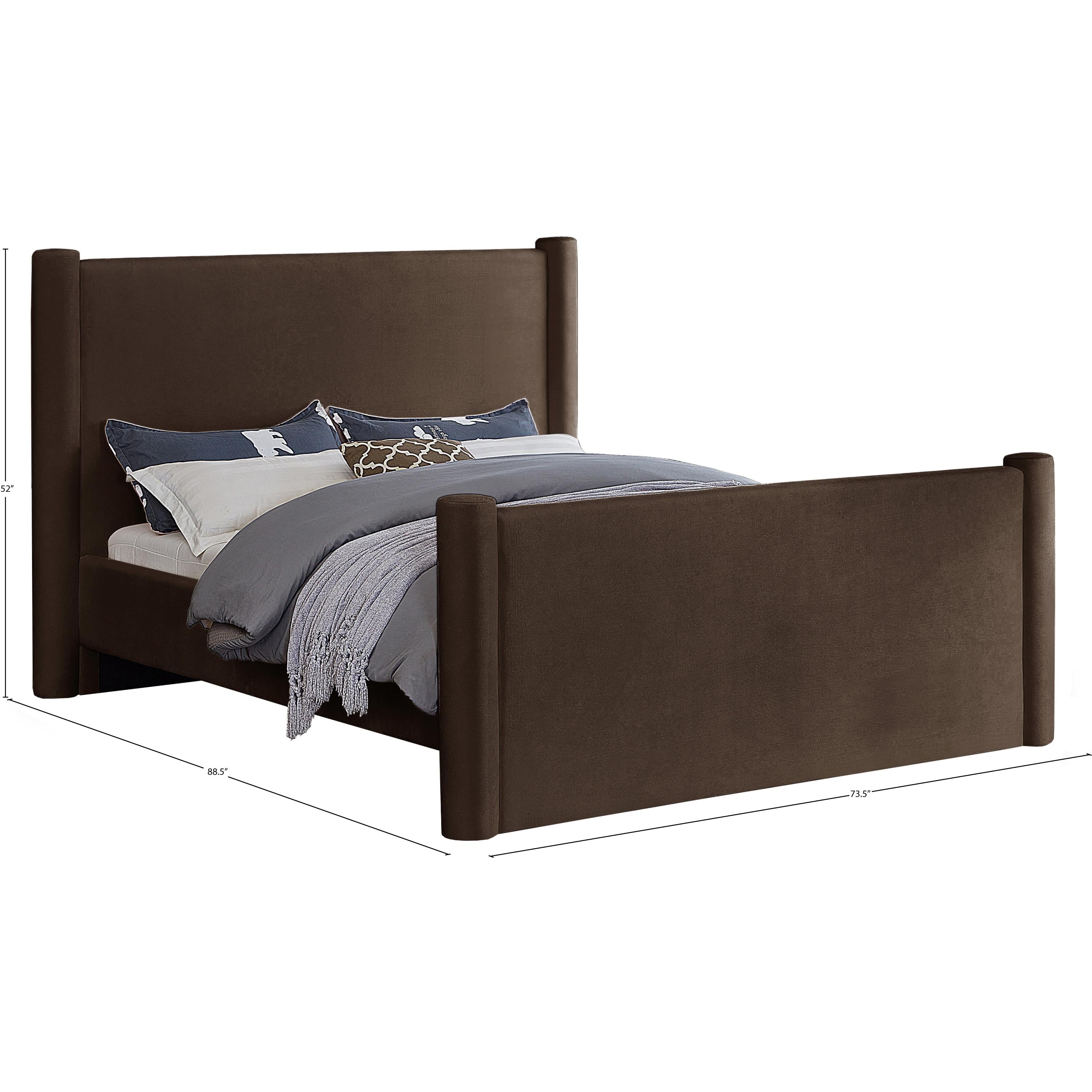 Meridian Elias Brown Velvet Queen Bed
