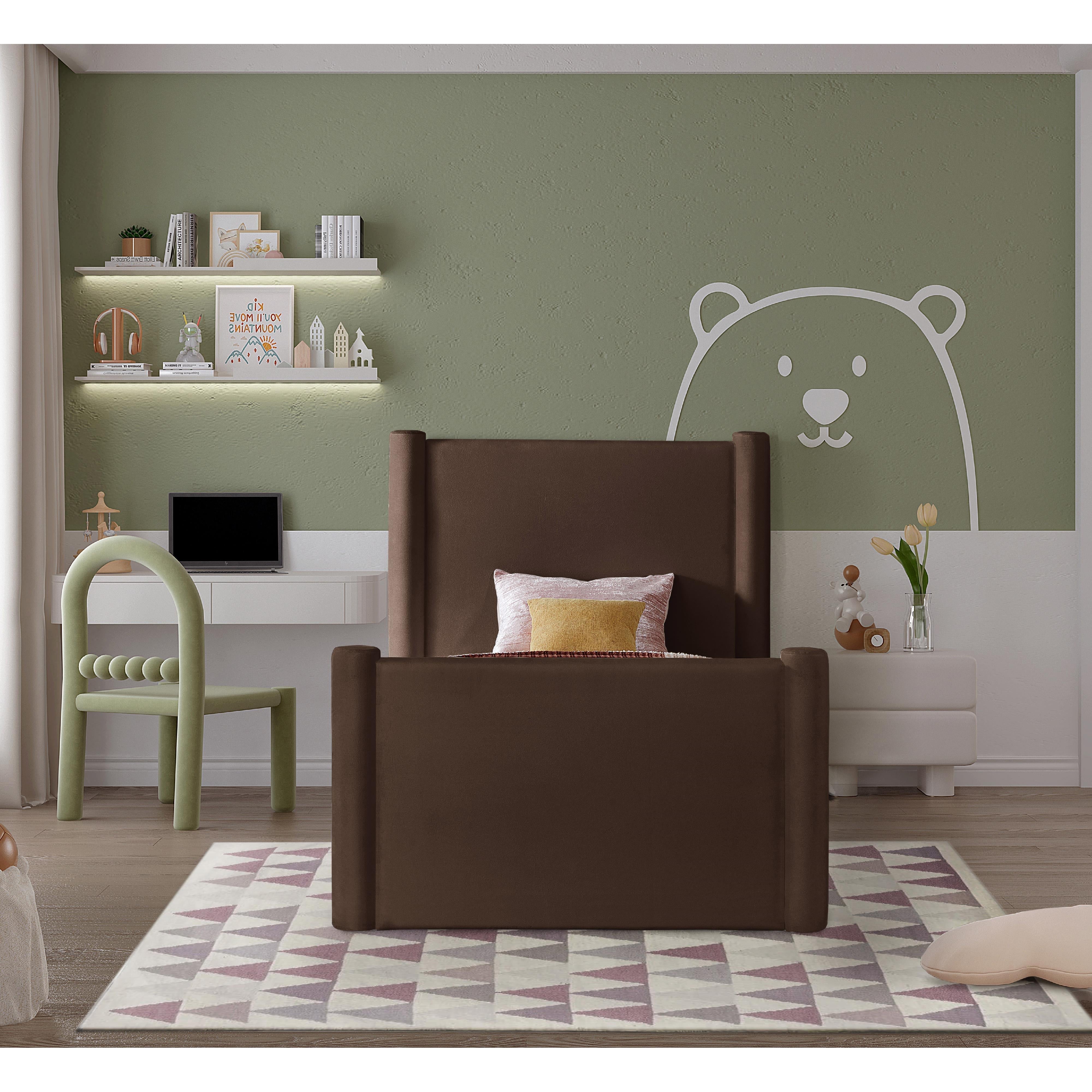 Meridian Elias Brown Velvet Twin Bed