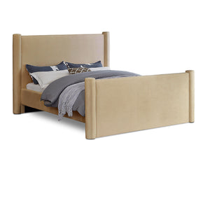 Meridian Elias Camel Velvet Full Bed