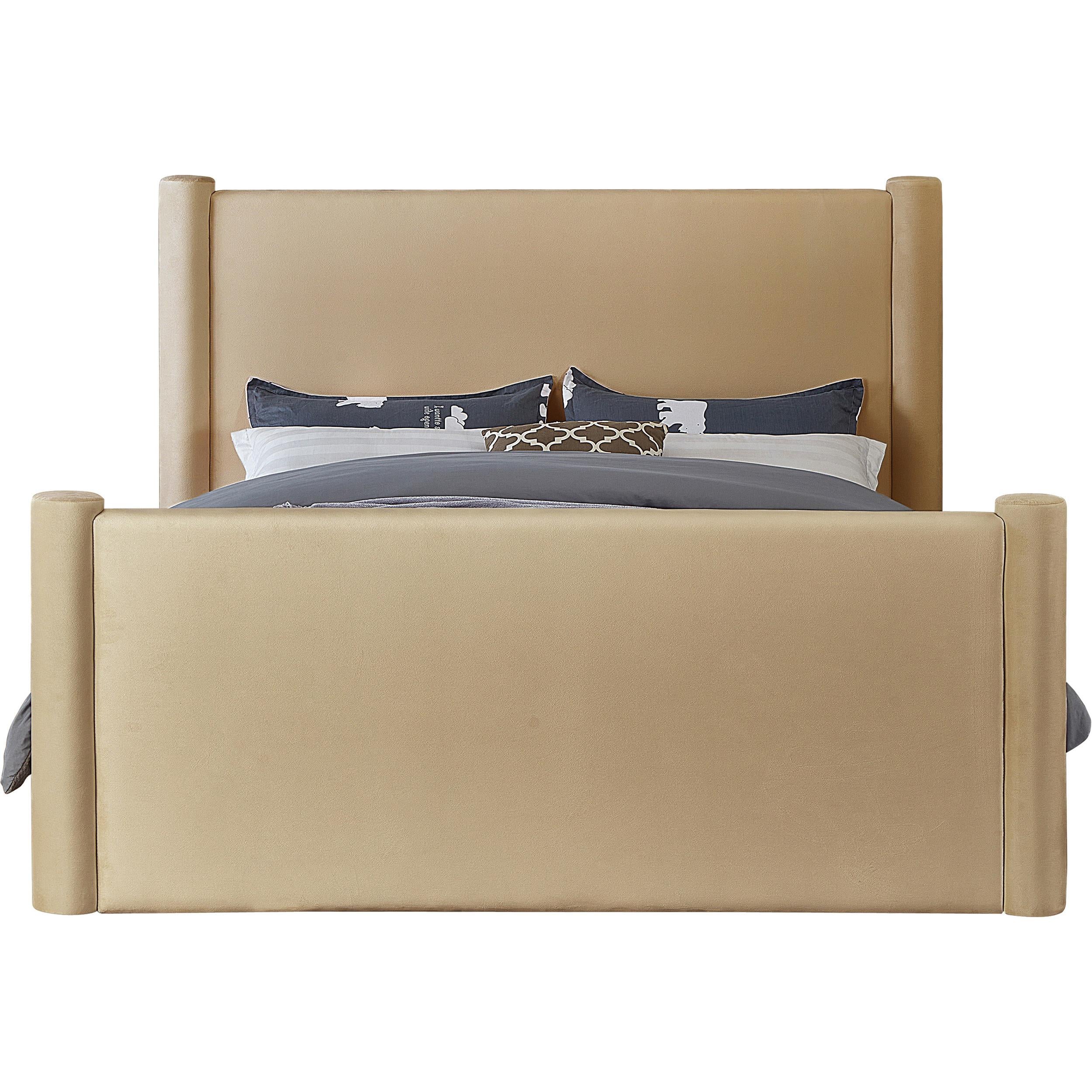 Meridian Elias Camel Velvet Full Bed