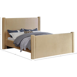 Meridian Elias Camel Velvet Queen Bed