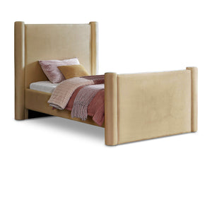 Meridian Elias Camel Velvet Twin Bed
