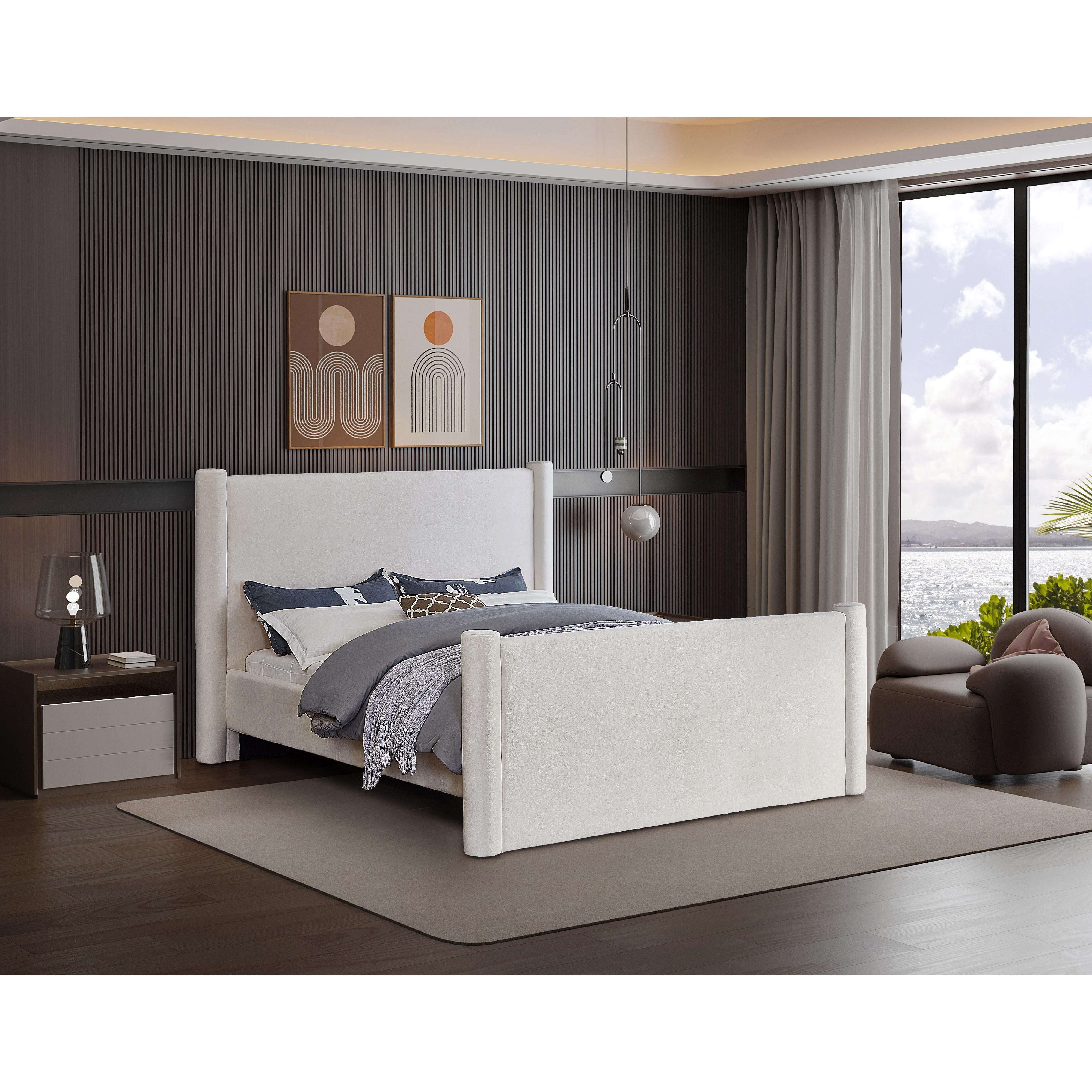Meridian Elias Cream Velvet Full Bed
