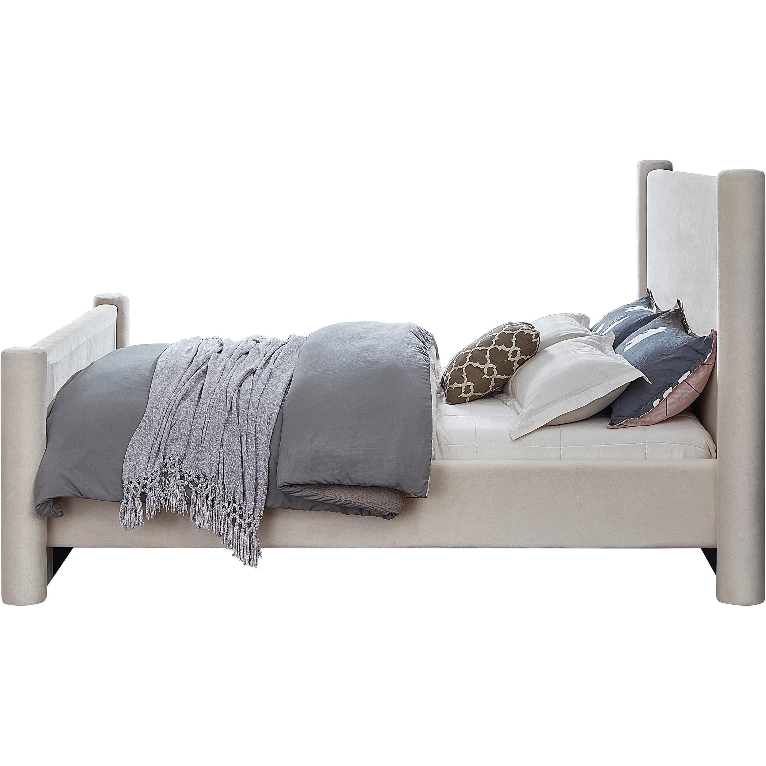 Meridian Elias Cream Velvet Full Bed