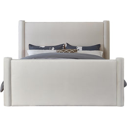 Meridian Elias Cream Velvet Queen Bed