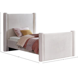 Meridian Elias Cream Velvet Twin Bed
