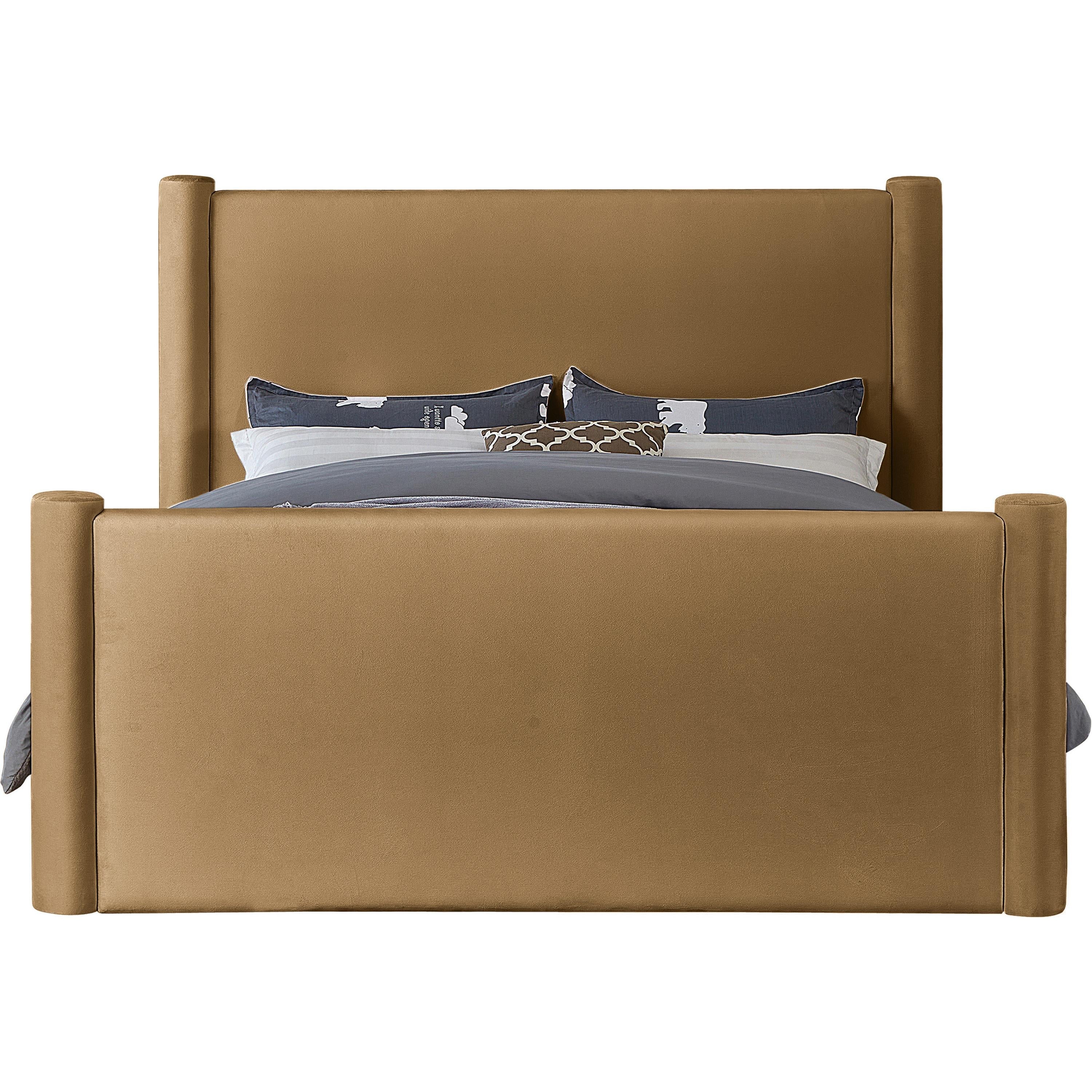 Meridian Elias Saddle Velvet Full Bed