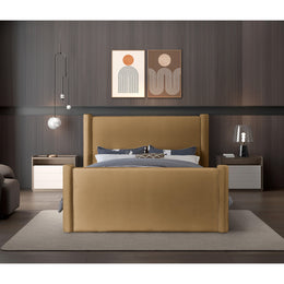 Meridian Elias Saddle Velvet Queen Bed