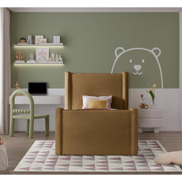 Meridian Elias Saddle Velvet Twin Bed