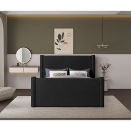 Meridian Elias Black Boucle Fabric King Bed