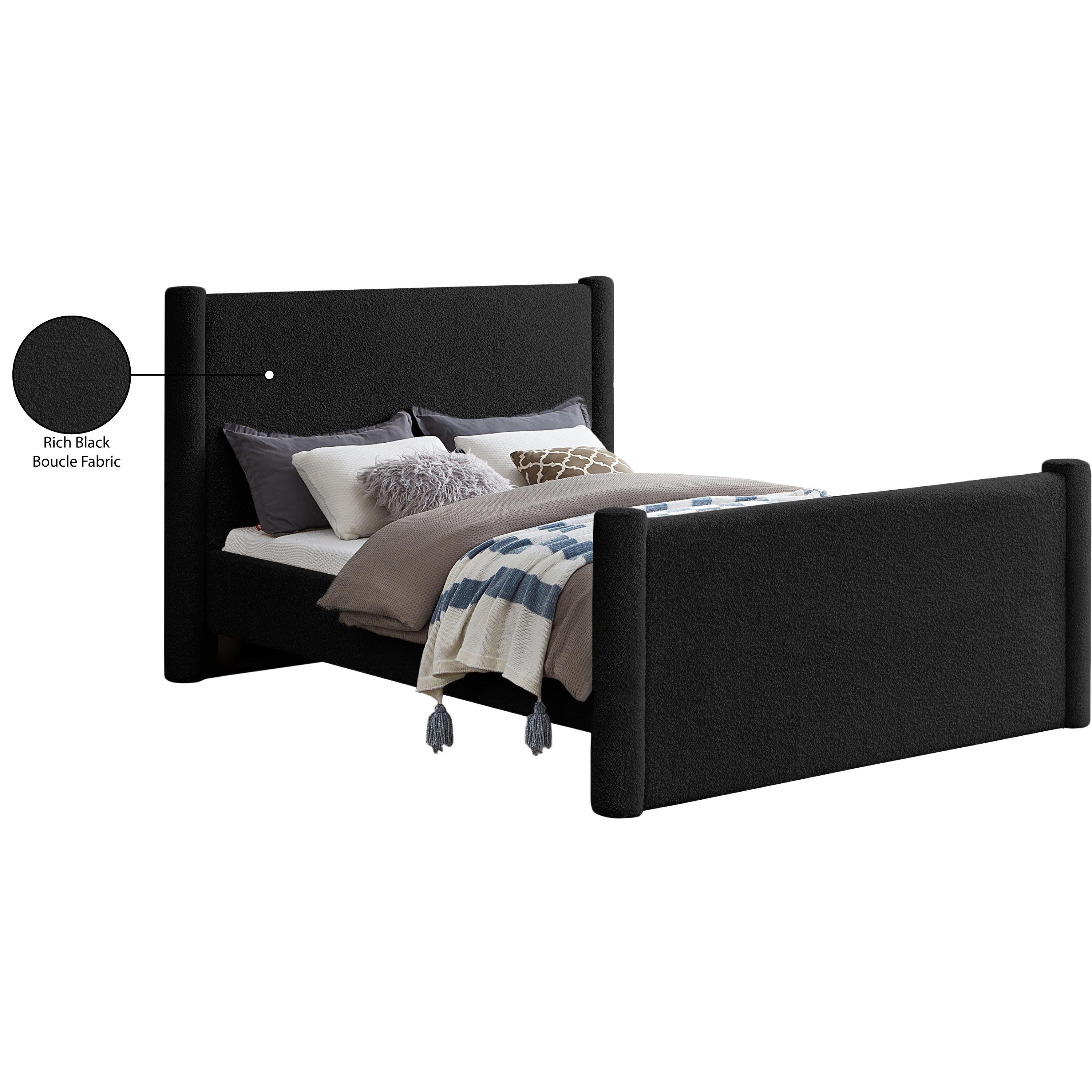 Meridian Elias Black Boucle Fabric King Bed