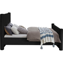 Meridian Elias Black Boucle Fabric Queen Bed
