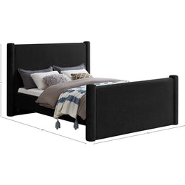 Meridian Elias Black Boucle Fabric Queen Bed