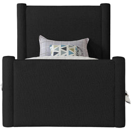 Meridian Elias Black Boucle Fabric Twin Bed